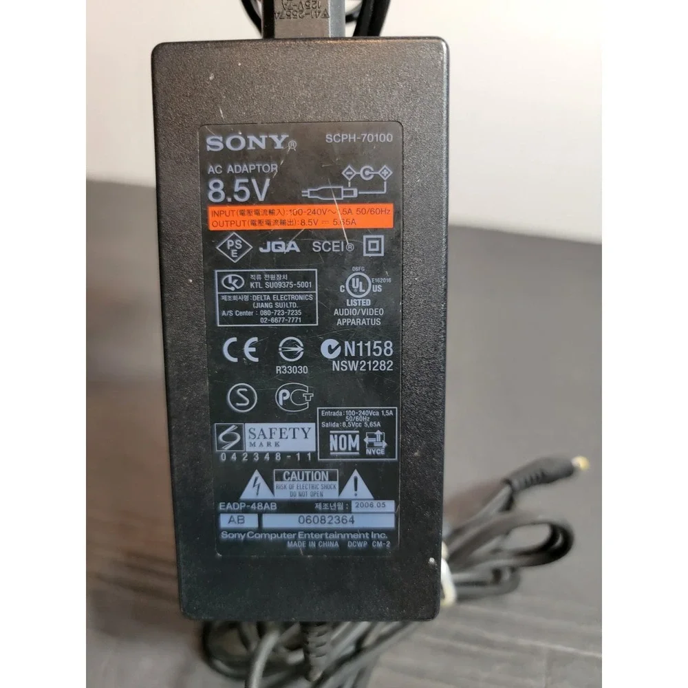 Sony Playstation 2 Slim Power Supply Cable OEM SCPH-70100 Black Tested Works